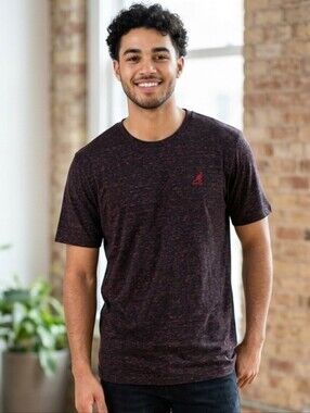 KANGOL Heathered Black and Red Lightweight Short Sleeved T-shirt